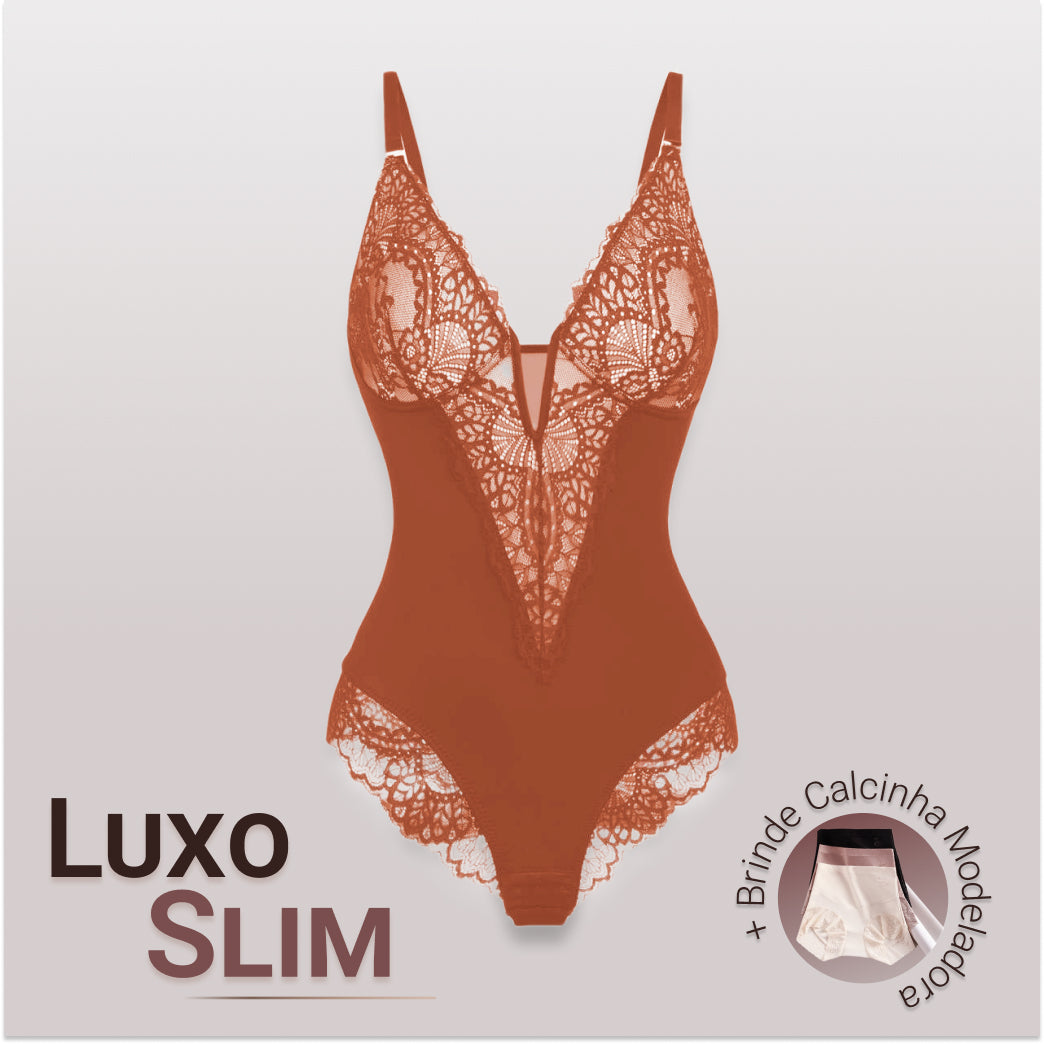 Body Modelador de Renda - Luxo Slim | + Brinde Calcinha Modeladora