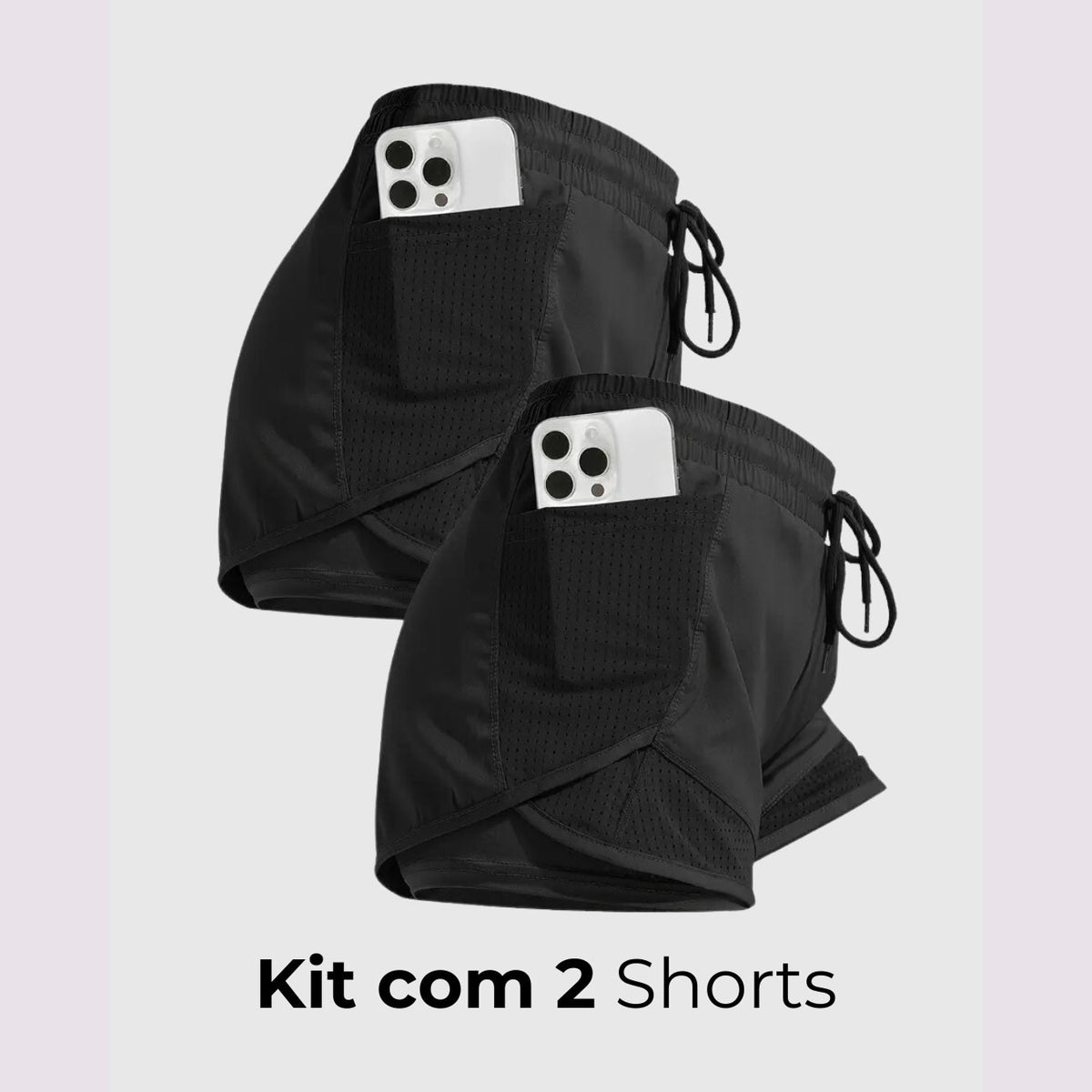 Short Esportivo Performance UltraFit - Dupla face, Leve, Respirável e com Bolsos | Compre 1 LEVE 2