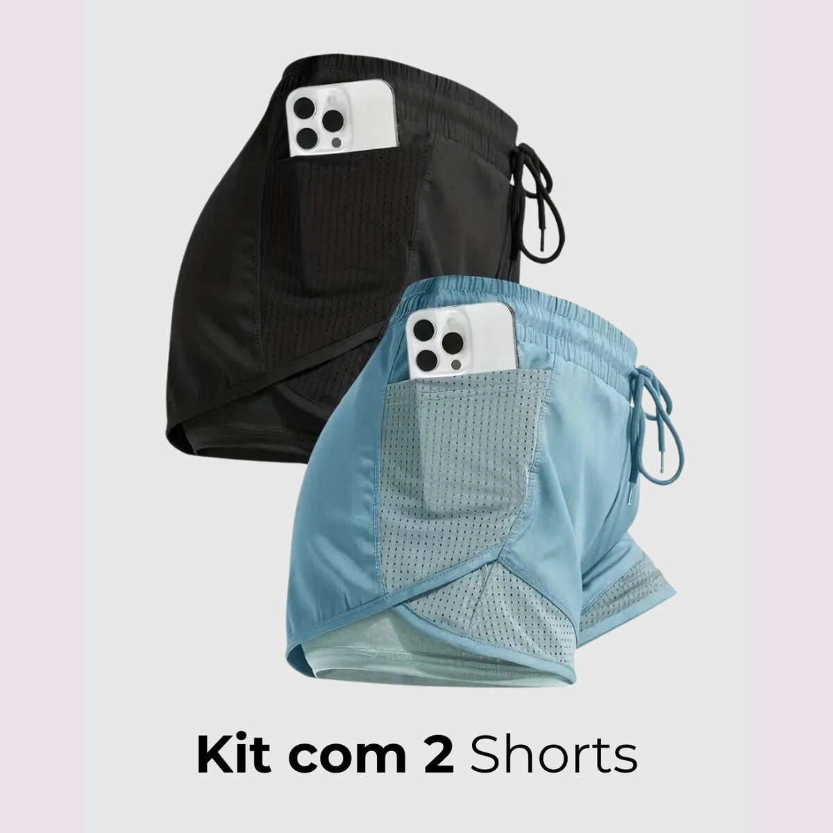 Short Esportivo Performance UltraFit - Dupla face, Leve, Respirável e com Bolsos | Compre 1 LEVE 2