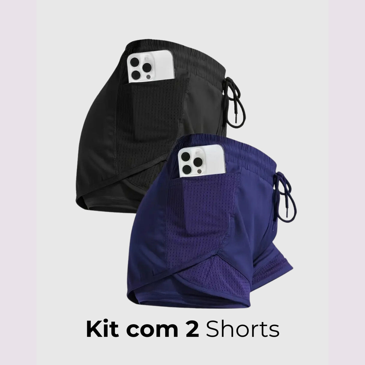 Short Esportivo Performance UltraFit - Dupla face, Leve, Respirável e com Bolsos | Compre 1 LEVE 2