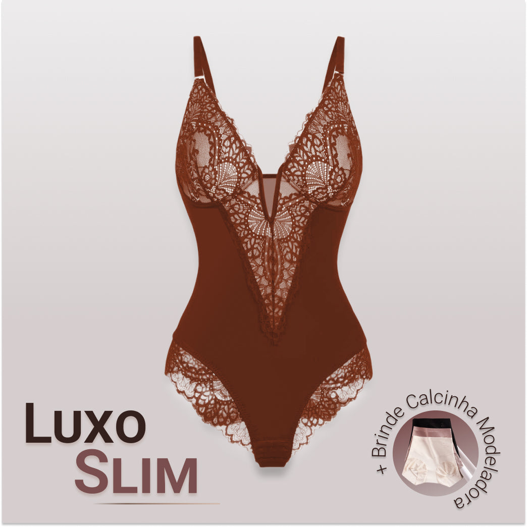 Body Modelador de Renda - Luxo Slim | + Brinde Calcinha Modeladora